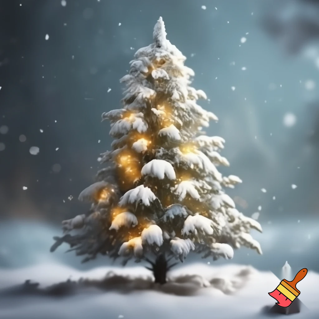 snow with a christmas tree