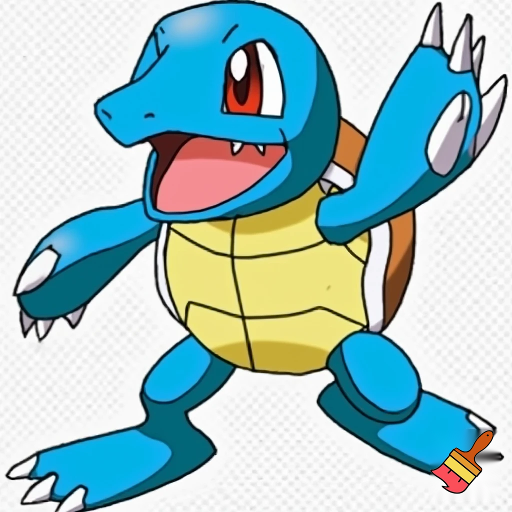 blue rookie level veemon agumon digimon squirtle pokemon fusion with skinny arms and skinny legs
