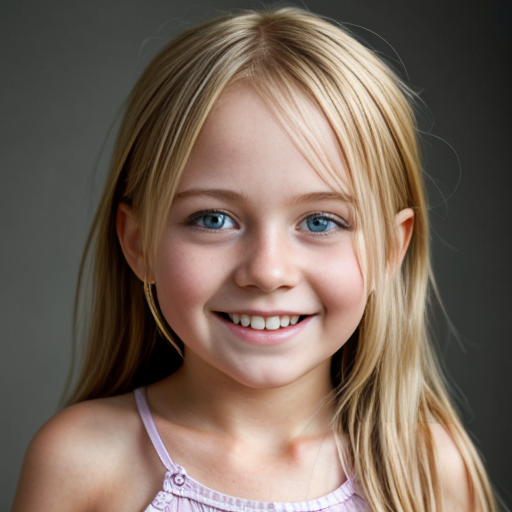 Finnish little girl, blonde, straight hair, smiling