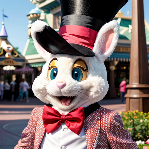 Easter bunny mascot Disneyland costume with the top hat Australia Disney cruise ship