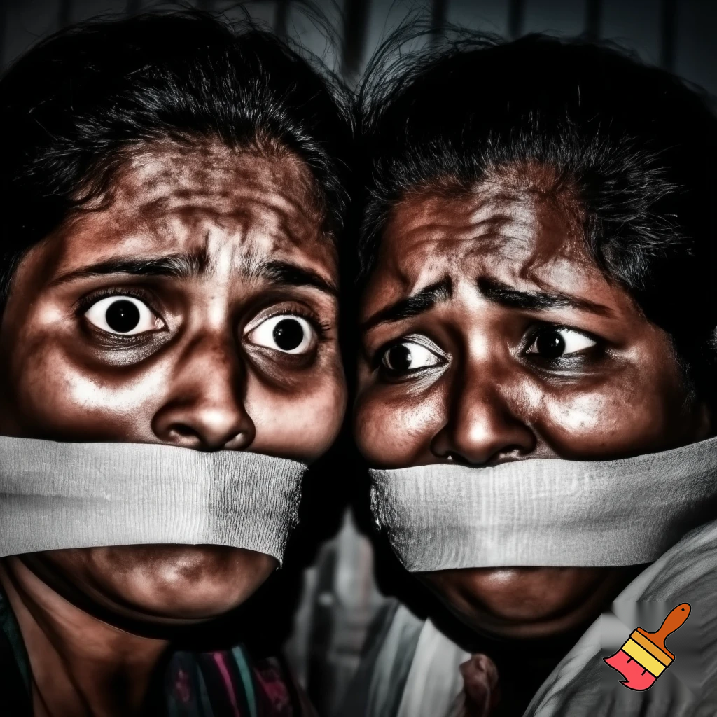 Indian women tap gagged