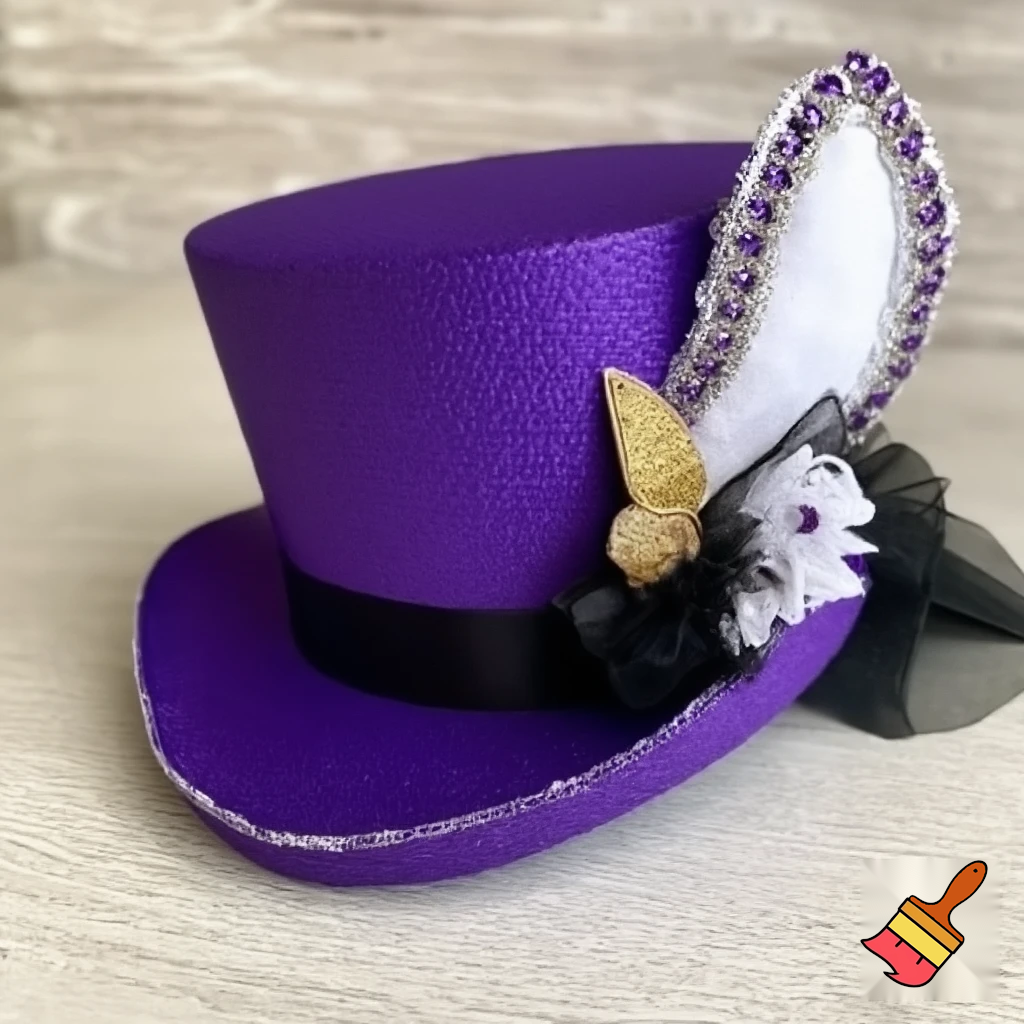 Easter bunny top hat headband, purple and white gold and silver top hat black purple dark purple special hat in delicate