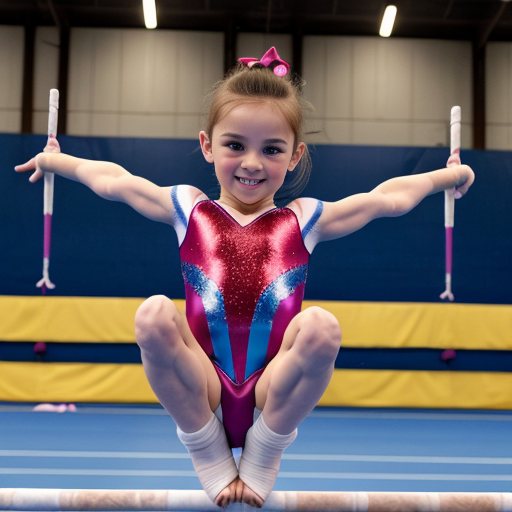 little girl in gymnastics outfit doing acrobatics