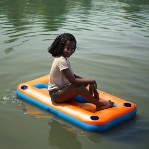 2d image of an African American girl on a raft