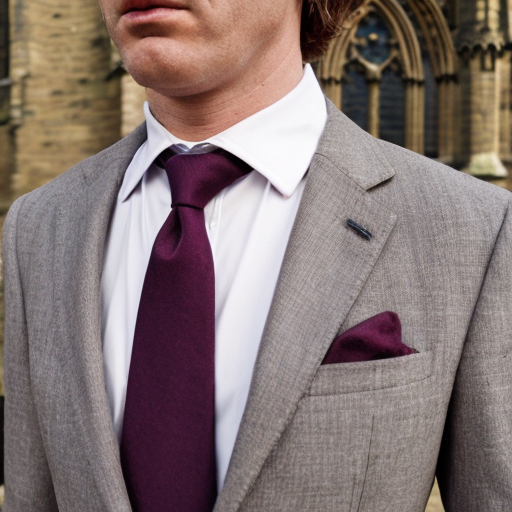 Grey suit, worn over band collar shirt, with anglican tippet