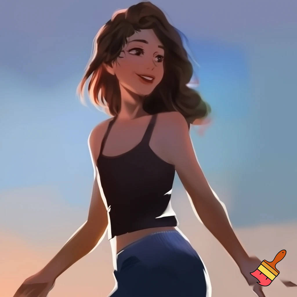 full body view of teenage girl in a tank top