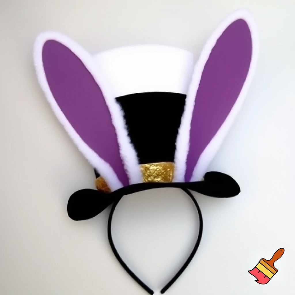 Easter bunny top hat headband, Easter bunny ears headband top hat purple and white and gold