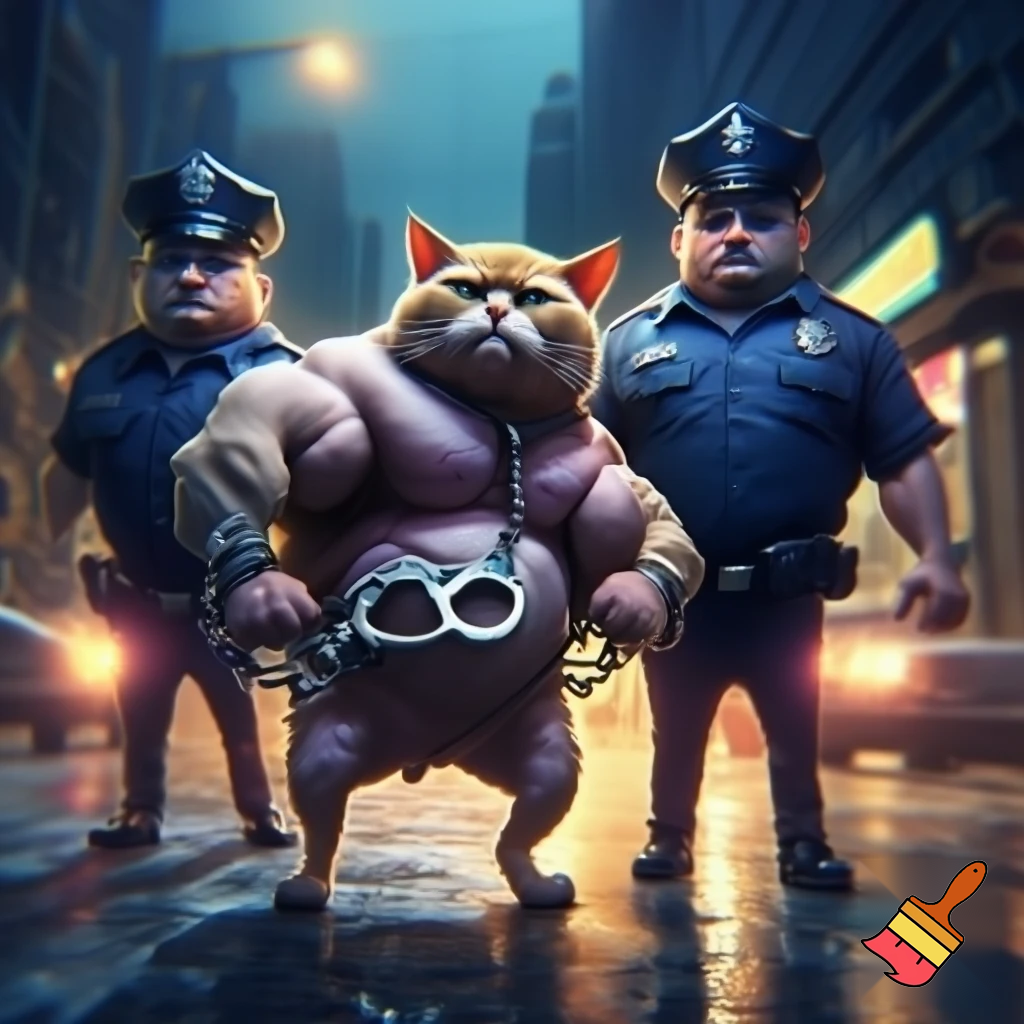 buff cat getting arrested 