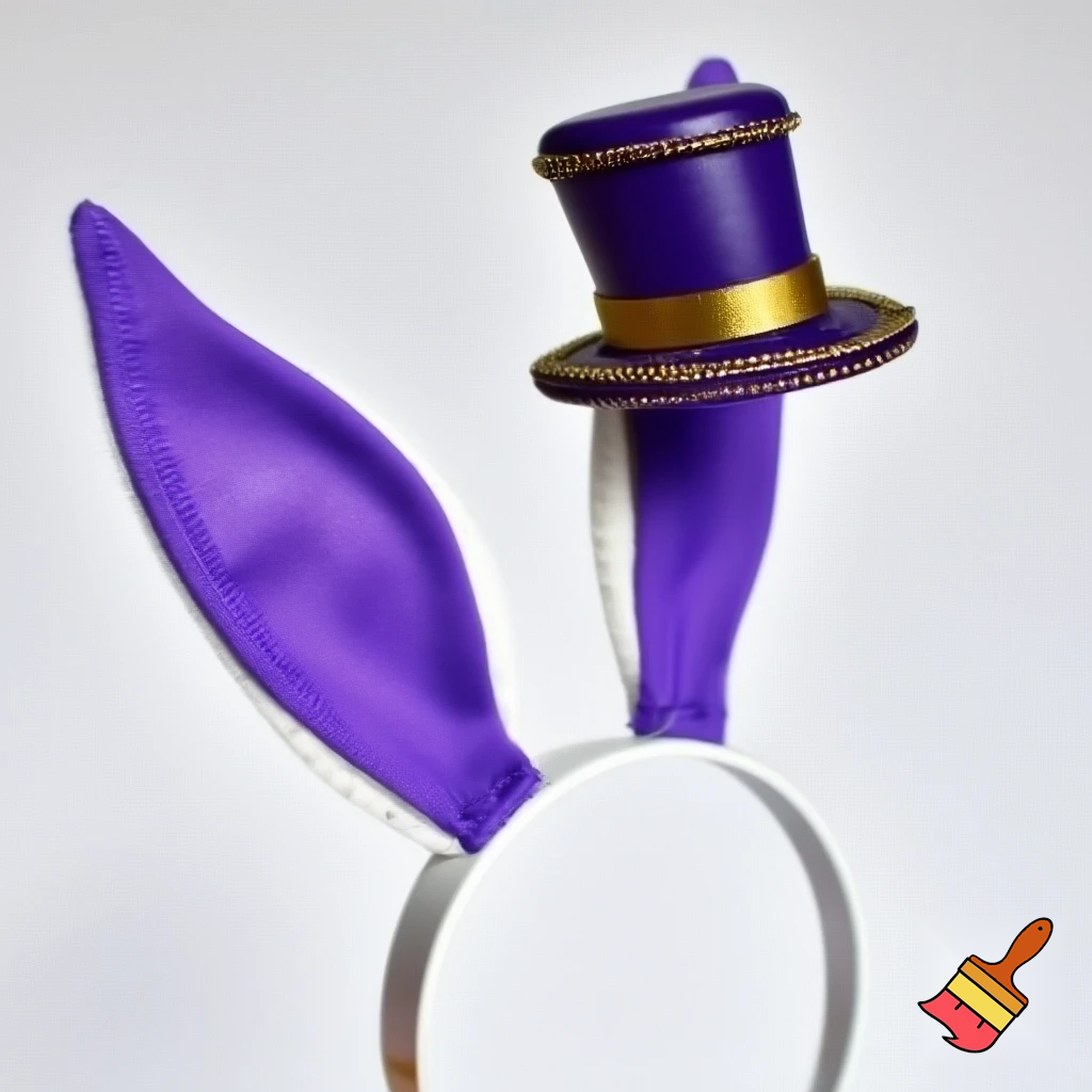Easter bunny top hat headband, purple and white with gold