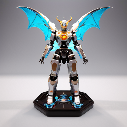 Chinese mythology mecha toy, combination of five divine beasts: dragon, turtle, tiger, phoenix, qilin. Glossy PVC plastic机甲 figure, shiny reflective surface, mechanical details, joints, armor plates, bright studio lighting, isolated white background, 3d render, product photography, highly detailed.