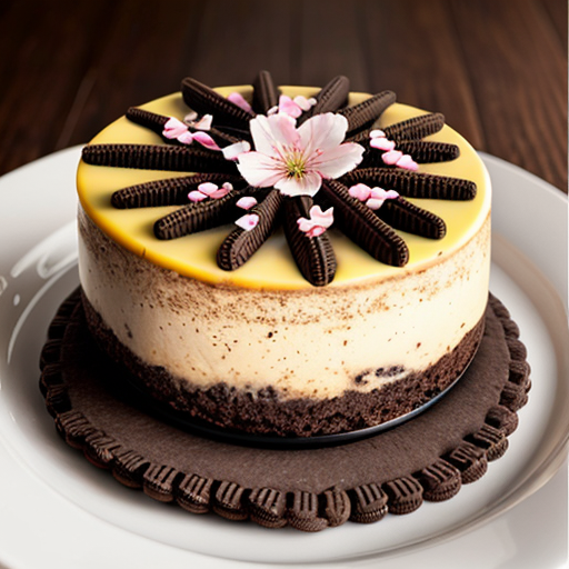 create a light brown oreo with cherry blossom Cheesecake filling