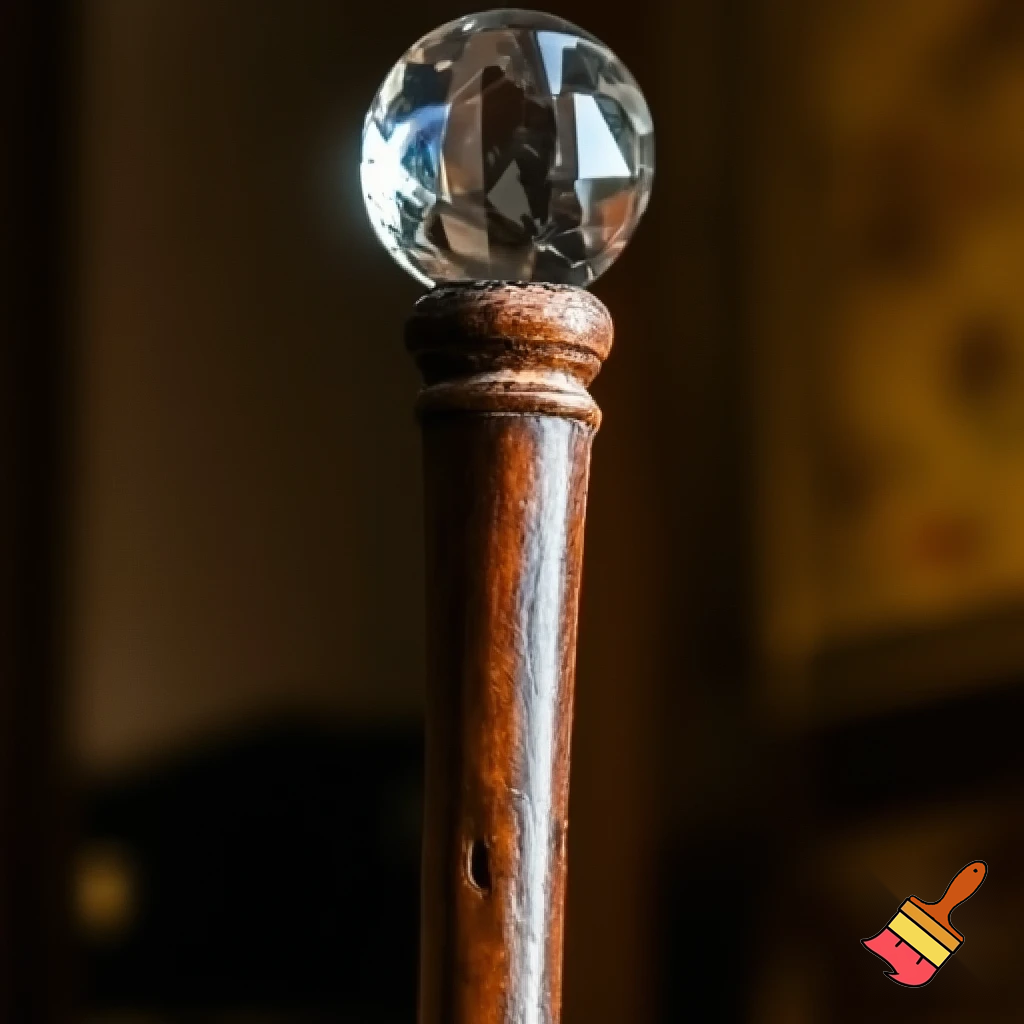 Russian Santa Claus walking stick with with the crystal ball