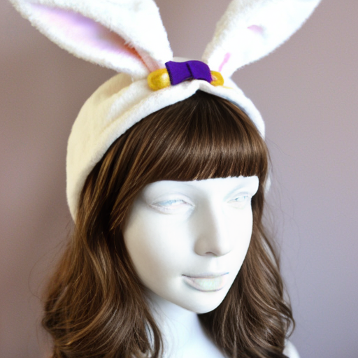 Easter bunny top hat headband, white and purple and gold