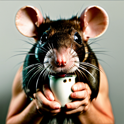 muscular rat , rat in mugshot, evil stare red eyes rat