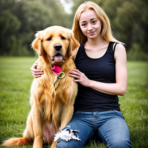 genarate the animals given(golden retriever and cat) in the pictures into a realistic human couple  