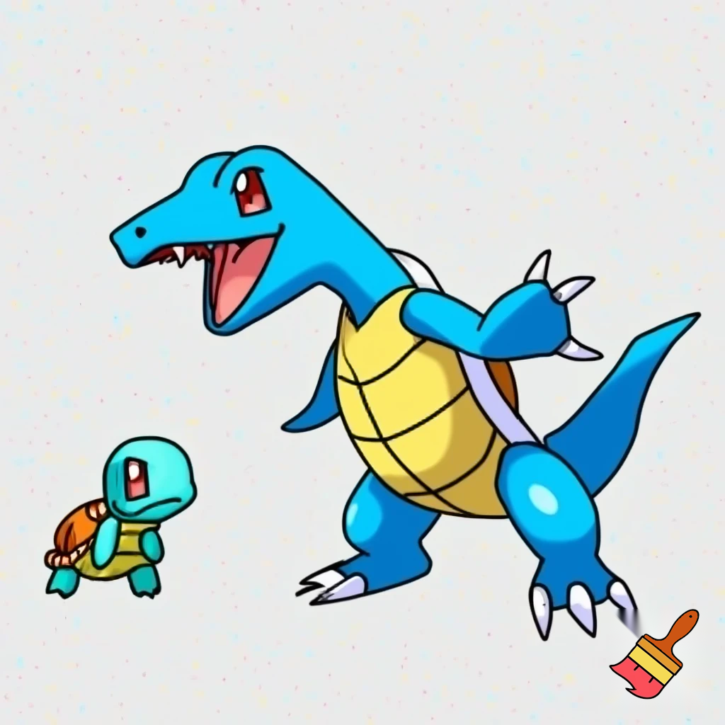 blue rookie level veemon agumon digimon squirtle pokemon fusion with skinny short arms and skinny short legs deatailed tiny turtle creature