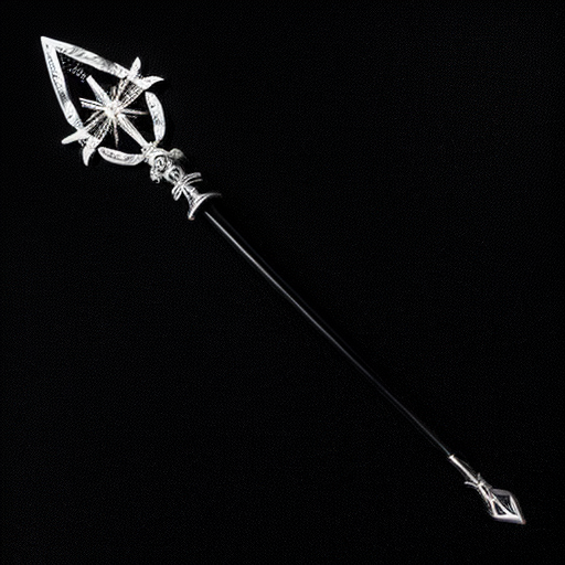 silver and white mystical wand on a solid black background