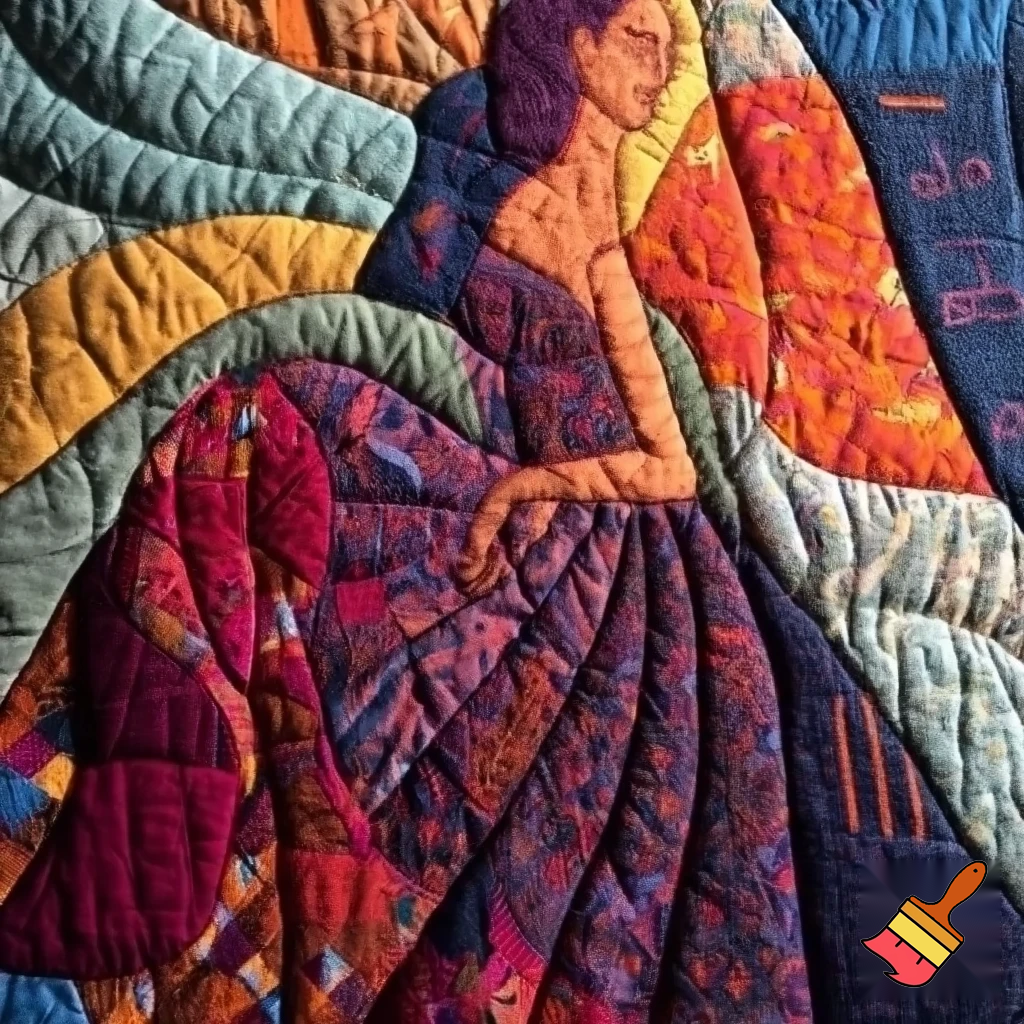 Quilted artwork of lady in a dress