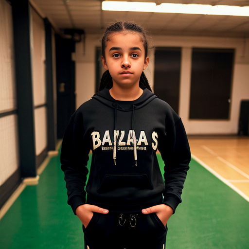 jeune fille de 15 ans métisse qui porte un jogging noir et un sweat shirt noir. se yeux sont verts. et elle peut lancer des rayons verts avec ses mains
