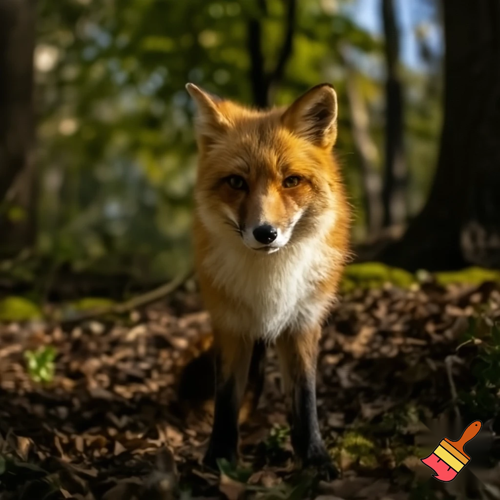 portrait of a fox outside, natural