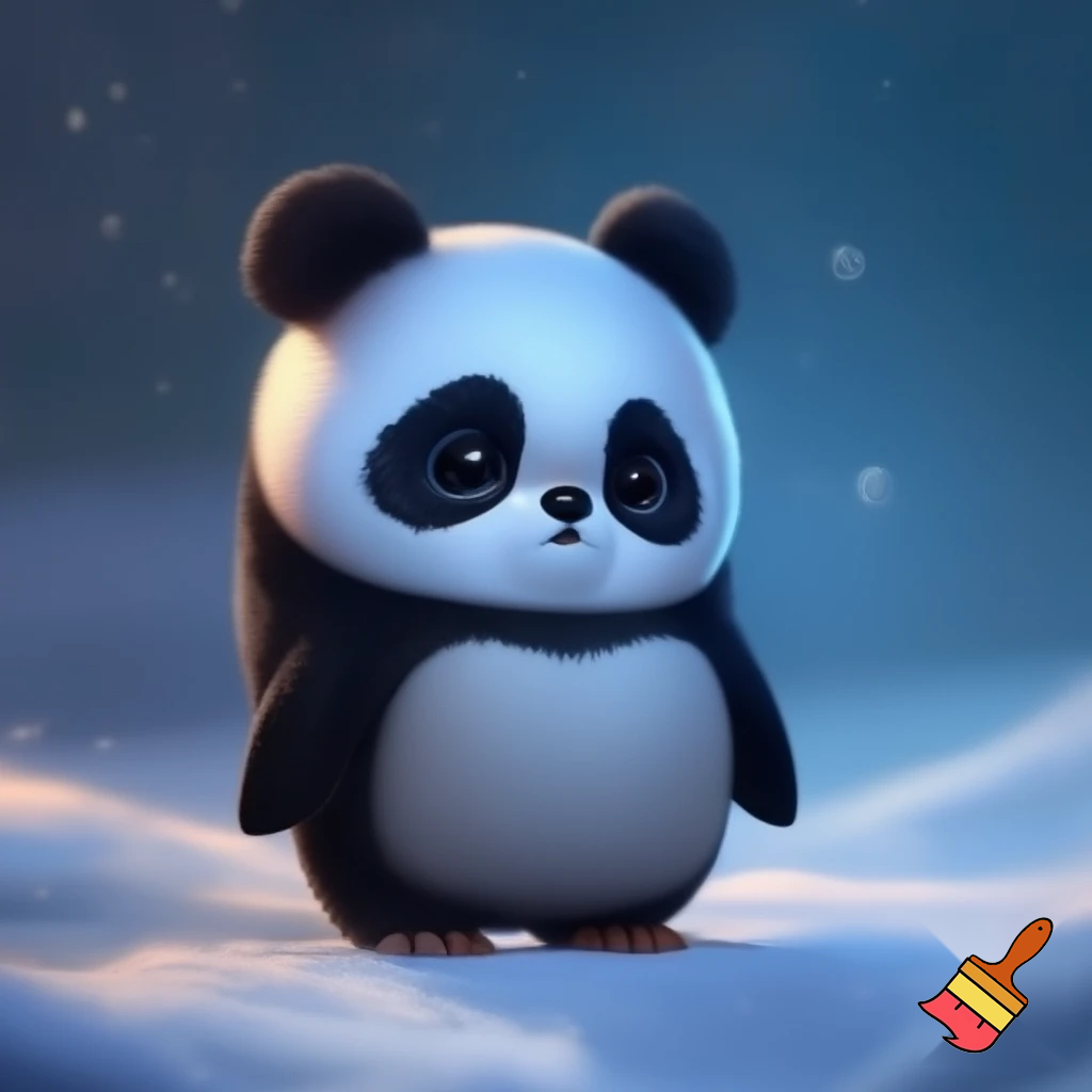 Penguin with a head of a panda
