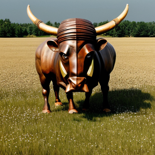 Crazy minotaur that is runind in a flat field made out of rocks
