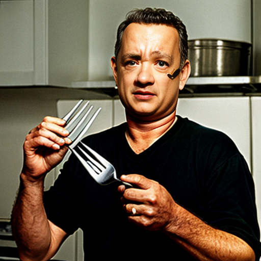 tom hanks with a fork
