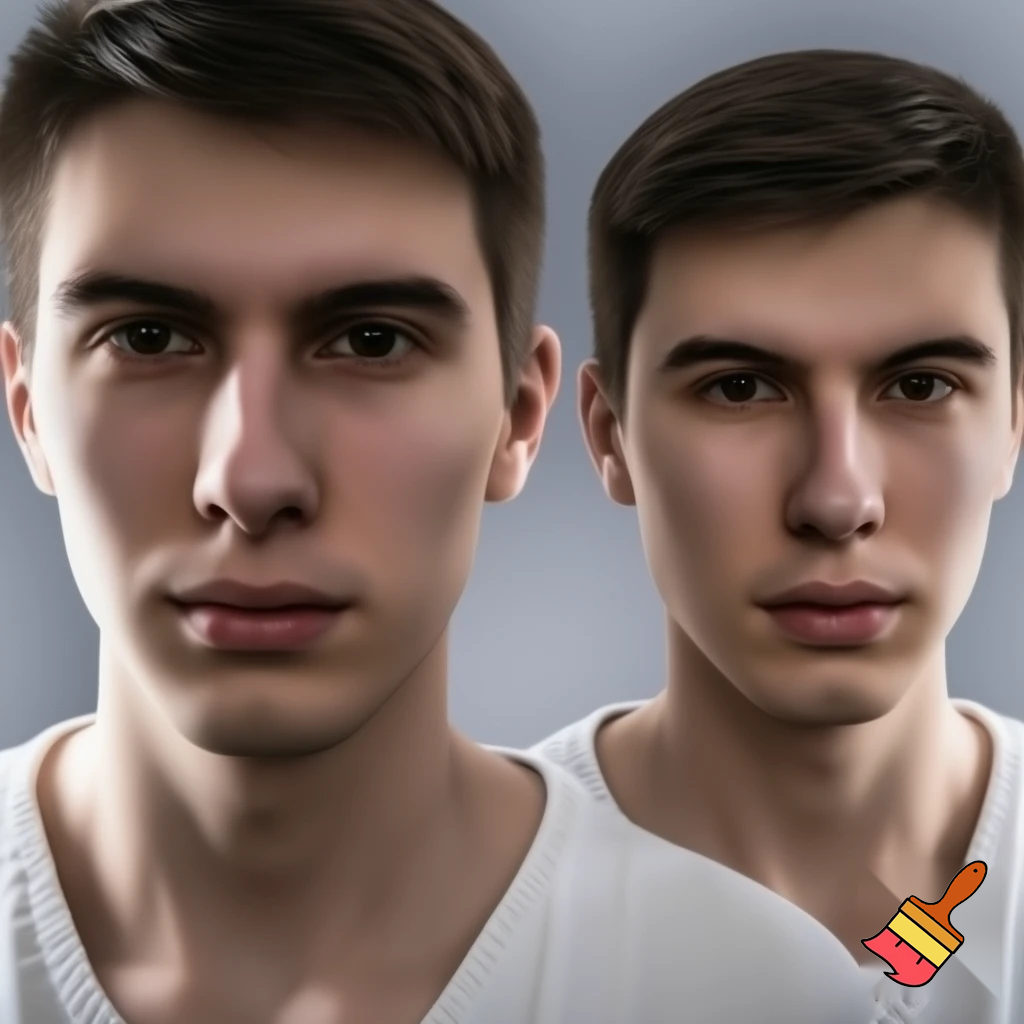 Fotorealistisk bild av två unga män som liknar personerna i referensbilderna.
Den första har lockigt ljusbrunt hår, mjuka ansiktsdrag och en mer uppklädd stil.
Den andra har mörkare lockigt hår, intensiv blick och bär en mörk kortärmad skjorta.
De står tillsammans utanför en klassisk engelsk pub med röd tegelvägg, hängande pubskylt, blomlådor och kullerstensgata.
Kvällsljus, varm och livlig pubstämning, realistisk fotograferingsstil, naturliga färger, hög detaljrikedom.
Inga identifierbara verkliga personer.