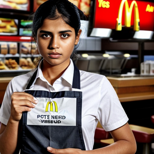 make mcdonalds worker stand wiith paper 'dzimumakts' with empty  lines bellow and in india
