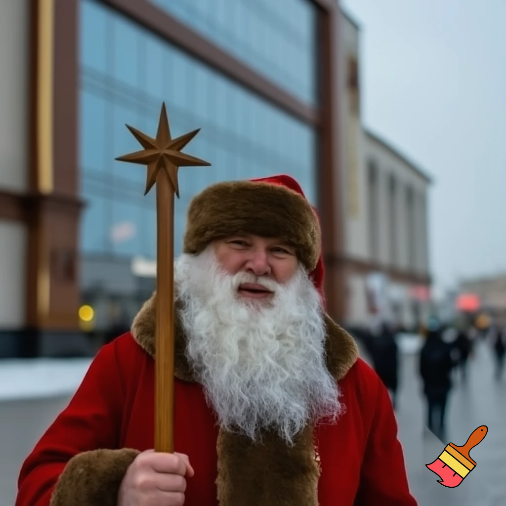  Santa Claus, Russia walking stick with a star shopping centre the real Santa Claus