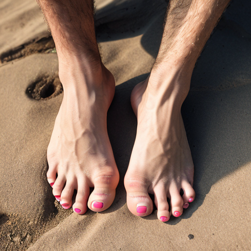 A barefoot young man