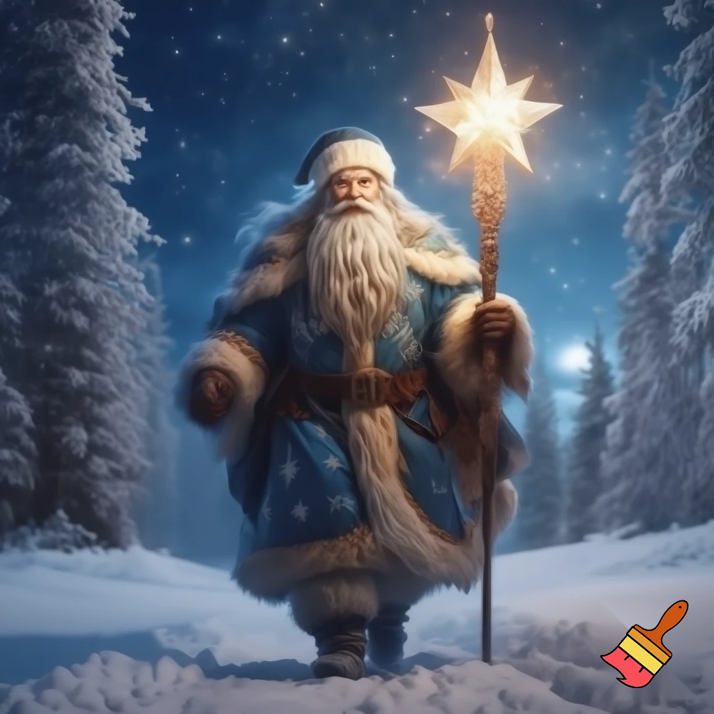 Russia, Santa Claus walking sticks star