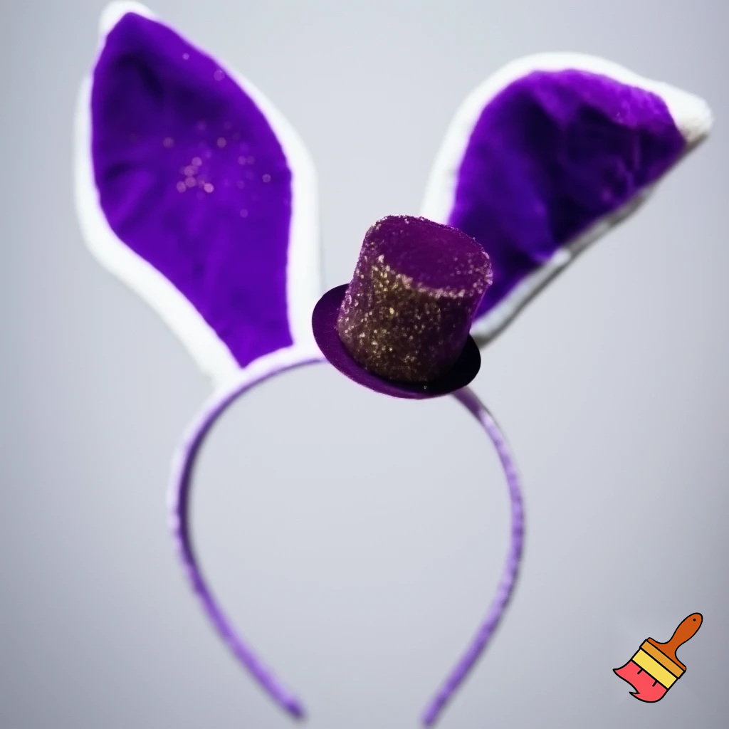 Easter bunny headband, top hat, purple and white with glitter gold purple glitter velvet and delicate