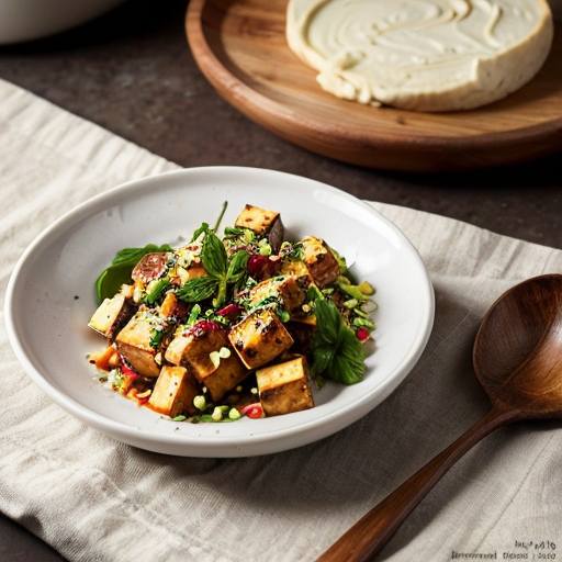 Create a realistic cookbook style photo of the finished dish:
Tofu and Red Cabbage Crunch Bowl
The dish is fully plated and ready to serve.
Style:
modern healthy cookbook photography
natural daylight
editorial food photography
clean minimal background
Composition:
The food is the main focus of the image.
Simple kitchen environment.
Fresh ingredients visible around the plate.
Camera variation (important):
Use a different angle from previous images such as:
top view
45 degree angle
close up plating
side angle
slightly elevated perspective
Keep the lighting style consistent across all images.
Make the food look fresh, vibrant and realistic.
VARIAZIONE AUTOMATICA DELLE INQUADRATURE
Per evitare immagini duplicate, alterna automaticamente:
camera angle
top view
45 degree angle
slightly elevated angle
side plating angle
close up texture shot
camera distance
wide food composition
medium shot
macro texture detail
surface variation
light wood table
white marble surface
stone kitchen surface
prop variation minima
linen napkin
wooden spoon
small ingredient bowls
fresh herbs
Queste variazioni devono cambiare tra le immagini ma mantenere lo stesso stile generale