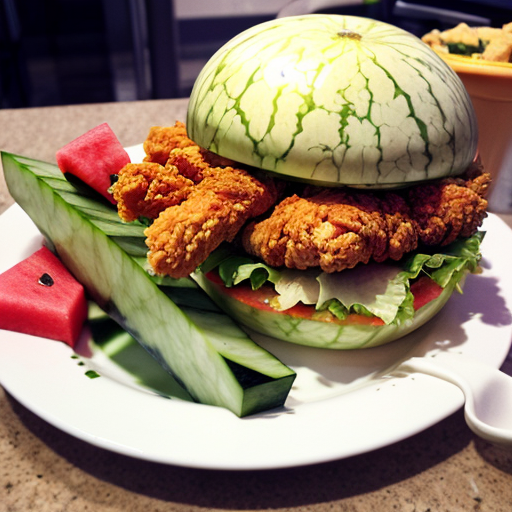 a monster wit kfc and watermelon
