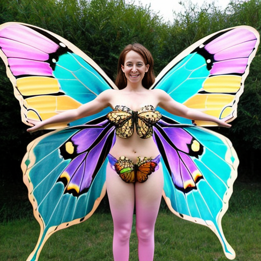 a Lifesize butterfly with human legs
