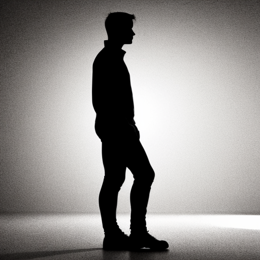 Male full body side angle silhouette black silhouette