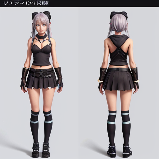 a reference sheet for a girl vtuber character design anime