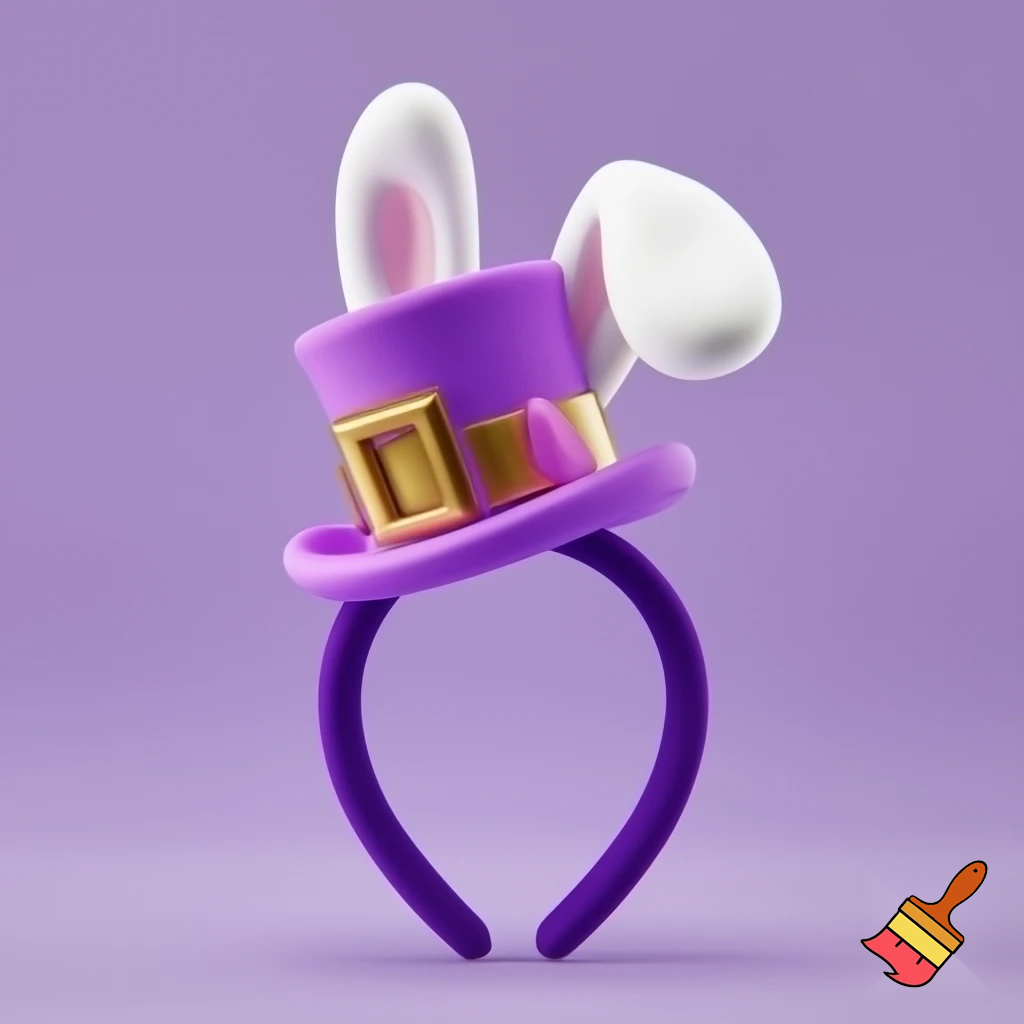  Purple and white Easter bunny headband top hat headband with gold