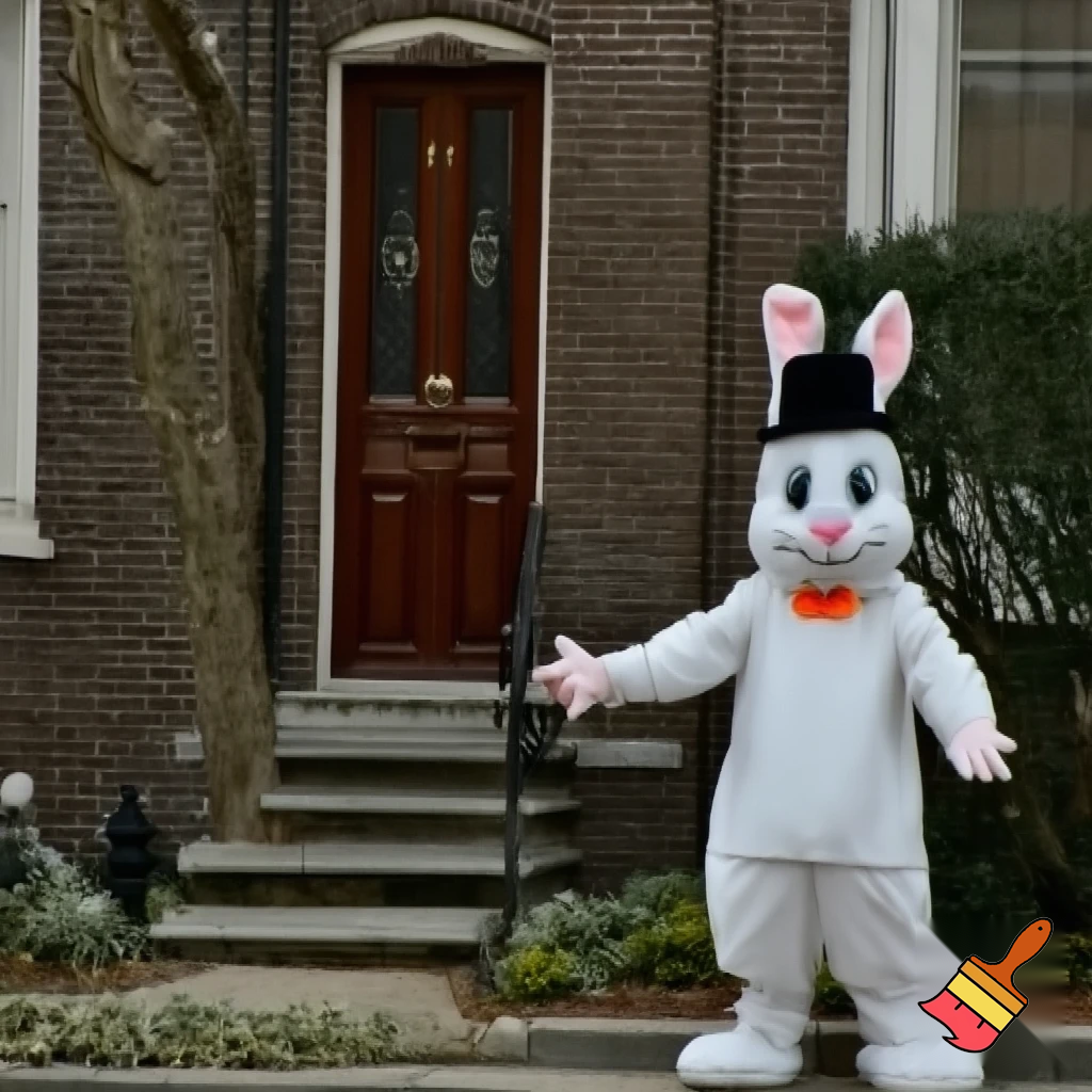 Easter bunny mascot costume top hat Easter only sells house