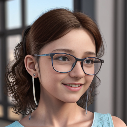 Cute adorable niña Chilindrina y con enfermera glasses con hair lazo curly con verano casual formal elegante sensual sexy con aparatos auditivos audífonos sordera con close up whispering touching ear each other secrets con paséo con ciudad 8