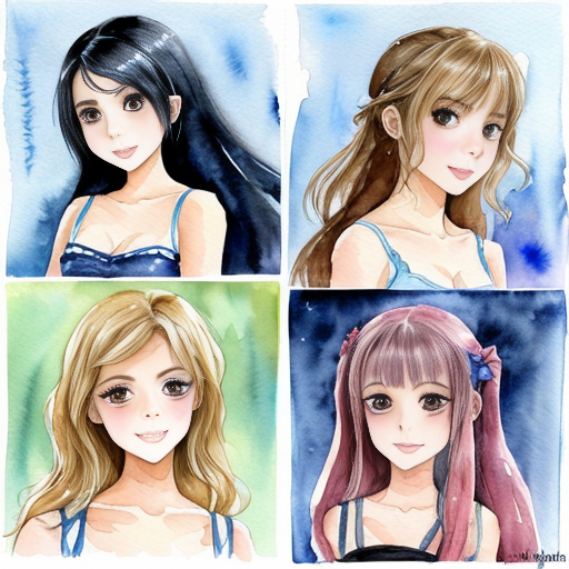 Four girls anime style 
