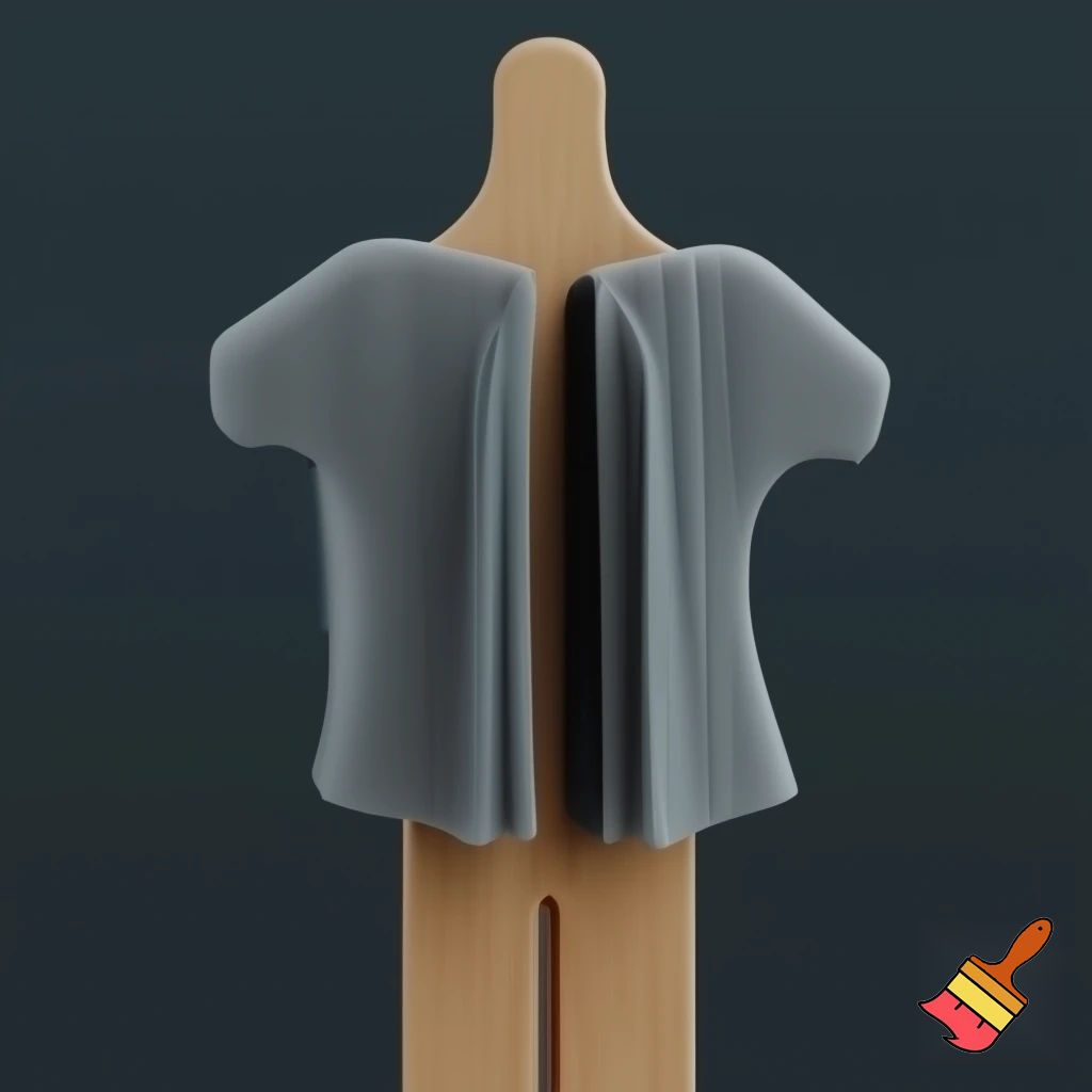 flat woman figure 6 mm cut out of wood with  flat pieces of clothes 3D printed out of plastic attached with help of magnets from both sides so it sits like real clothes