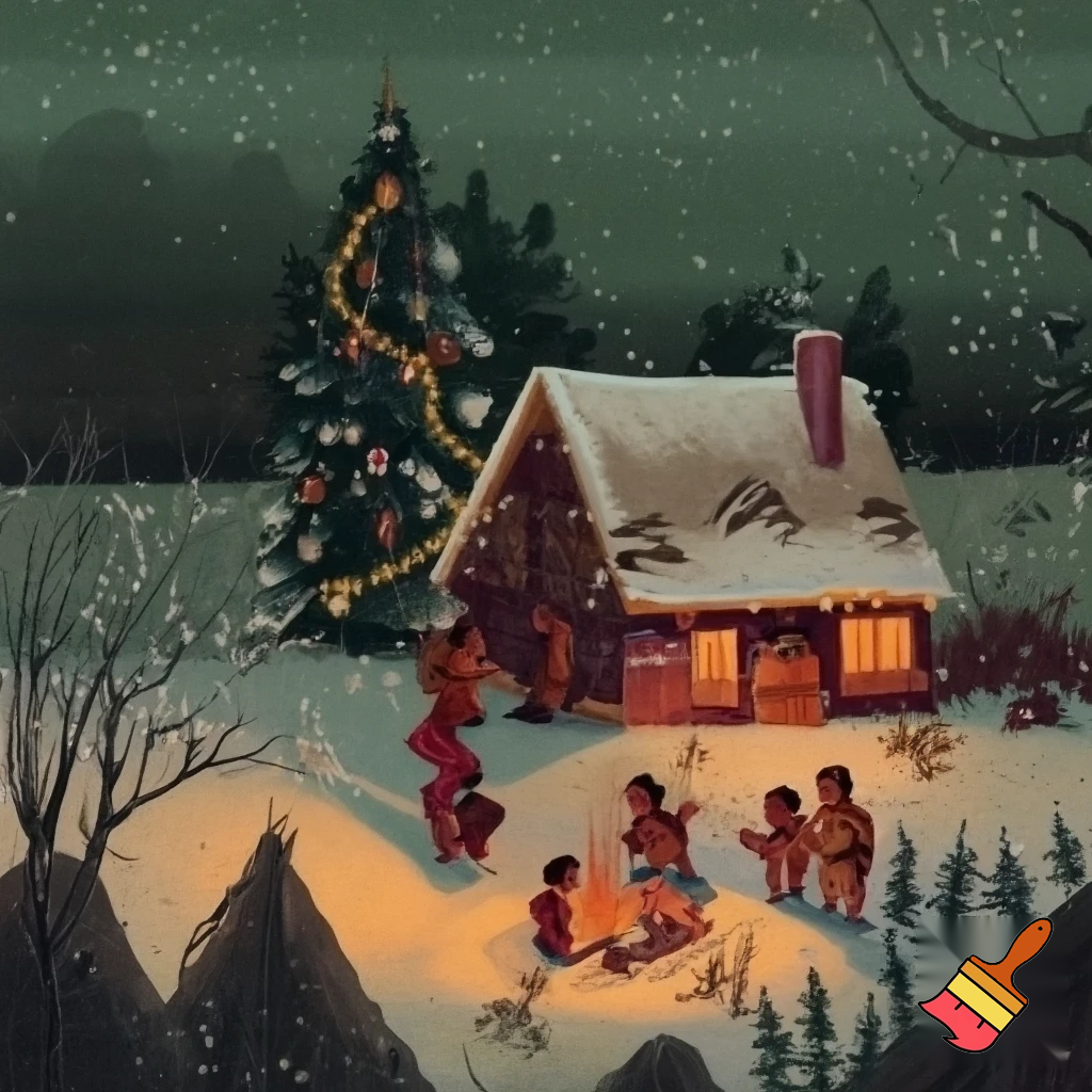 Traditional native scene christmas card