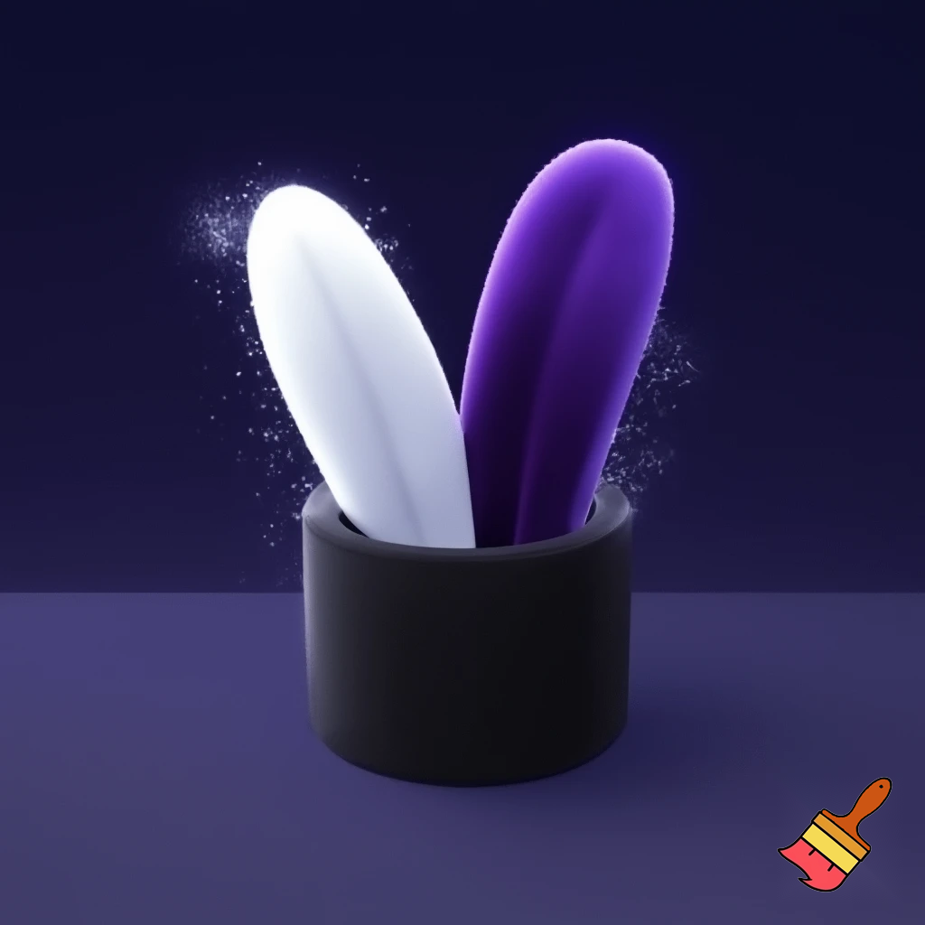 Black top hat with bunny ears velvet white and purple