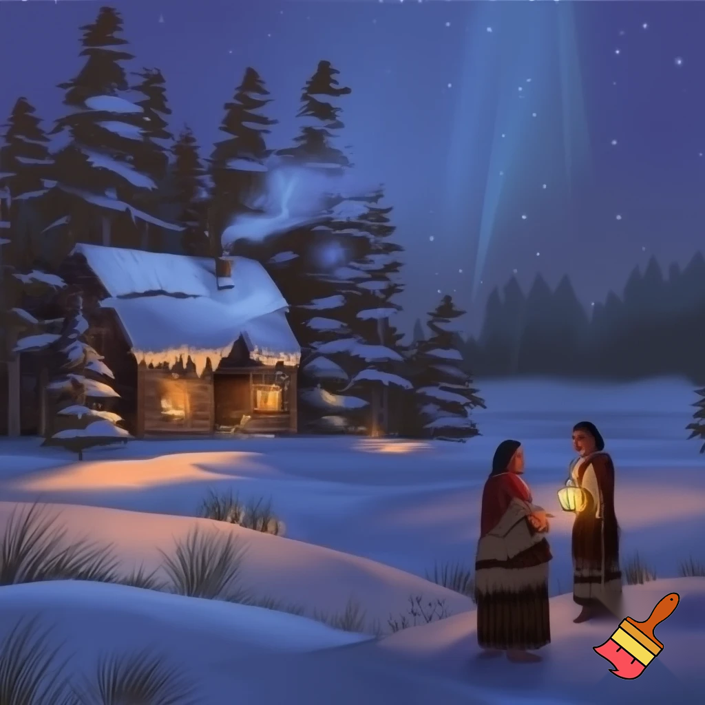 Traditional native scene christmas card