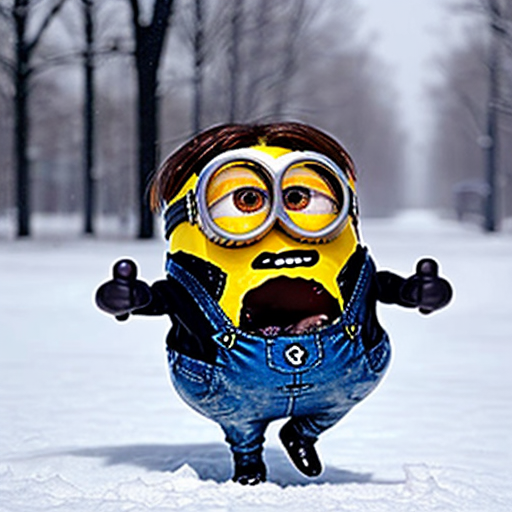 Minion flying in snow 