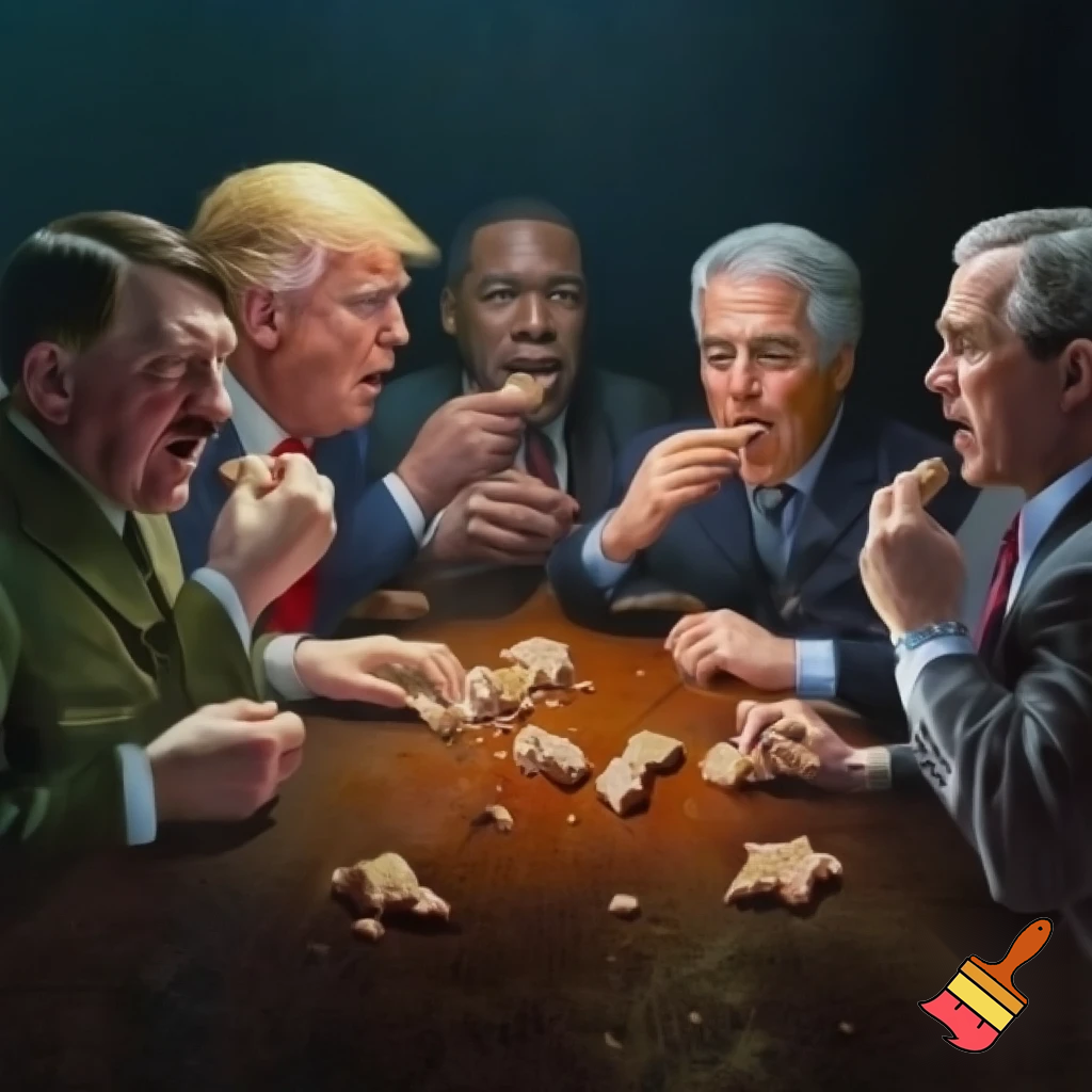 Adolf Hitler donald trump George Floyd Jeffery epstien bill Clinton George bush eating Christmas cookies