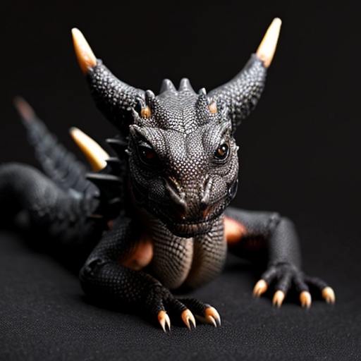 baby black dragon with white eyes
