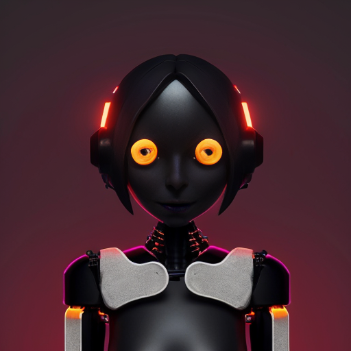 Generate a unique cybernetic character in the style of Hazbin Hotel. The character has a slender, elongated, slightly puppet-like humanoid body, fully composed of interwoven black wires, metallic components, and softly glowing diodes. The arms and legs are jointed like a sophisticated automaton, with subtle gaps revealing internal wiring. The character maintains a proud, commanding posture, radiating cold intelligence and absolute control.

The head is a monitor with softly glowing edges, displaying a cunning, intelligent, and slightly sinister smile (avoid silly or overly cute expressions). The dominant eye on the monitor is bright red with black hypnotic stripes and a small spark, while other eyes and body lights glow softly and diffusely.

Color palette: aqua, black, and dark red/burgundy, with occasional subtle violet highlights on metal plates and body components.

The background is muted dark red, subtle and non-distracting, keeping full focus on the character.

Style: recognizable Hazbin Hotel aesthetic with crisp outlines, saturated colors, and smooth gradients, merged with a dark, majestic Sci-Fi vibe.

Strict constraints: maintain the original pose and humanoid proportions. Light sources limited to the monitor head and glowing body lines for high contrast.